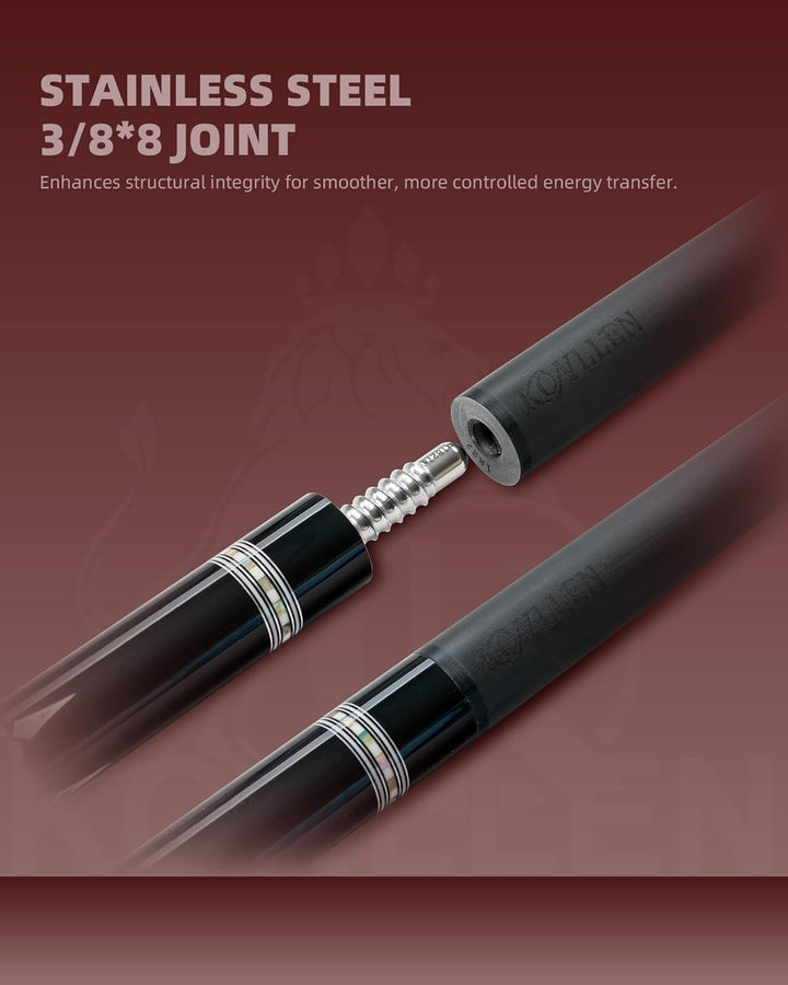 KONLLEN Billardqueue-Stick aus Karbonfaser, niedrige Ablenkung, handgefertigt, Inlay, ultraglatt, pr