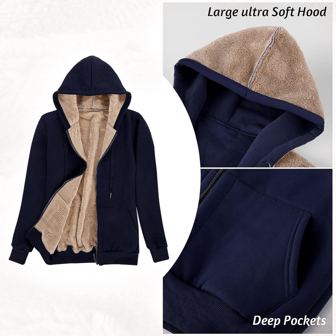 Niwicee Damen Kapuzenpullover mit Reissverschluss Winter Plus Fleecepullover Langarm Kapuzenjacke Sw