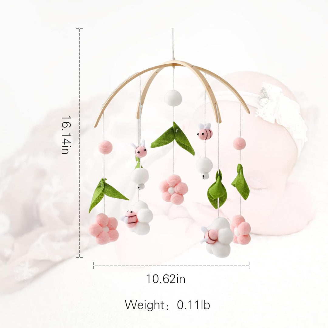 let's make Baby Mobile für Babybett - Rosa Bienen Holz Windspiel - Wickeltisch & Babyzimmer Deko, Ne