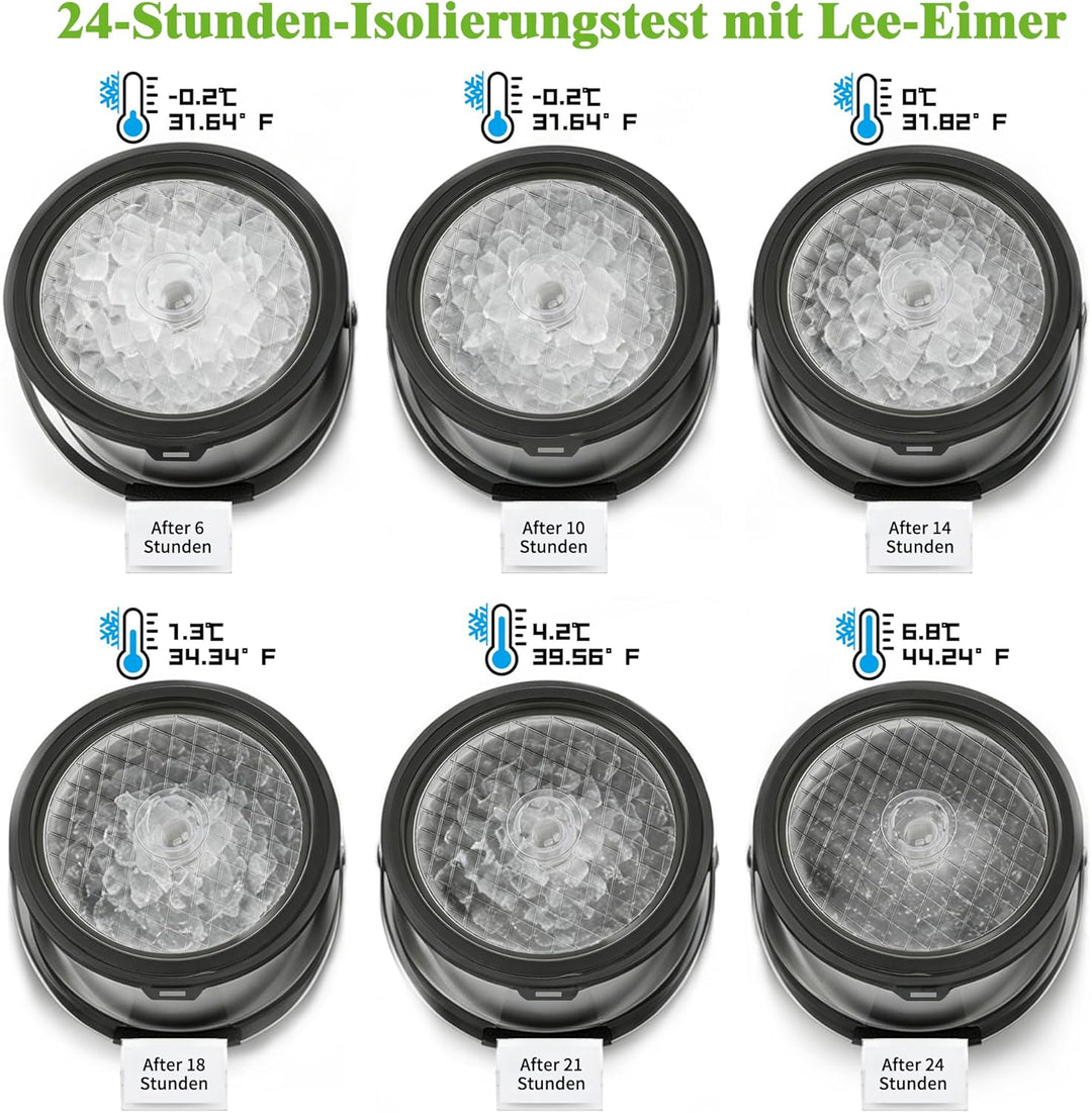 6.8L Eiswürfelbehälter mit Deckel und Schaufel, Edelstahl Eiskübel BPA-FREI, Doppelwandiger Isoliert