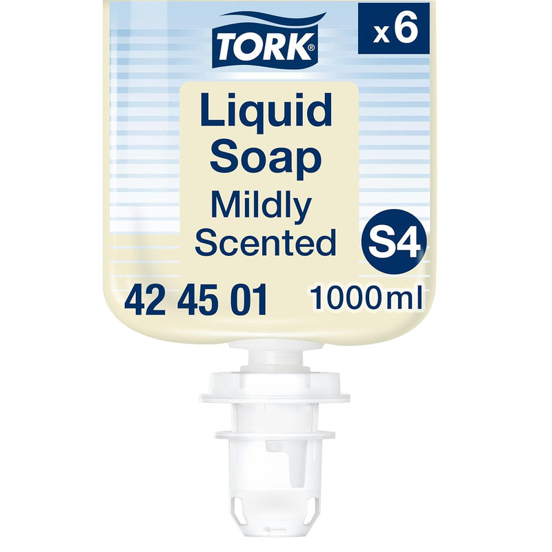 Tork Mild Duftende Hand Flüssigseife S4, frischer Duft, 6 x 1.000 ml, 424501, 6 x 1.000 ml