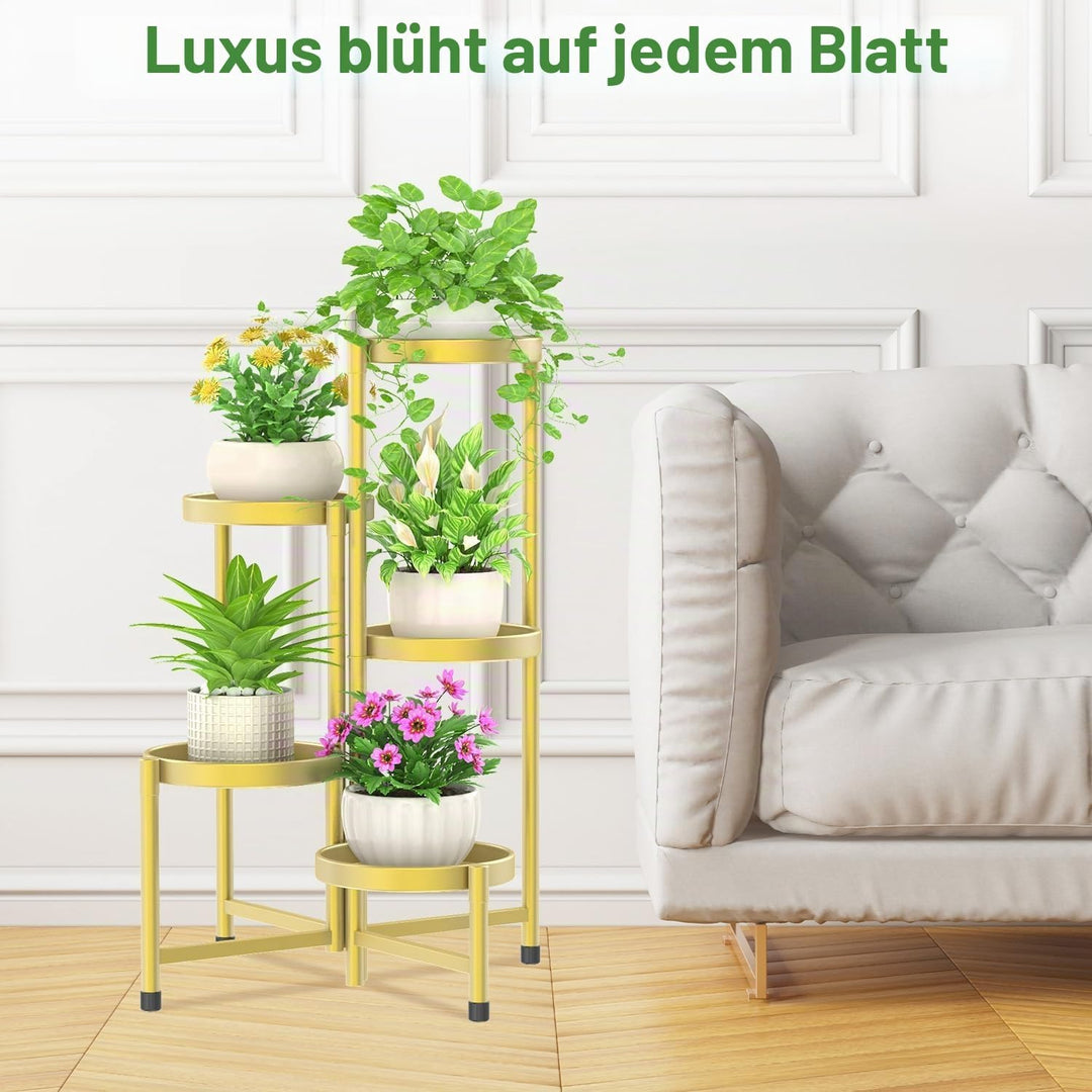 iDavosic.ly 5 Etagen Metall Pflanzenständer Blumentopfständer, Mehrstöckig Pflanzenregal Blumenregal