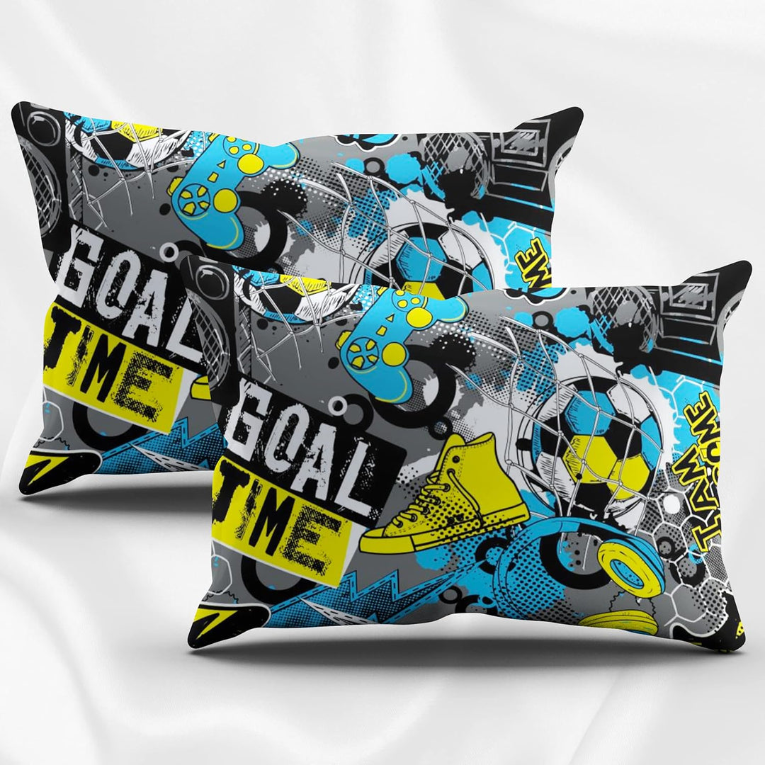 PQCXXA Fussball Bettwäsche für Kinder, 3 Teilig Jungen Teenager Sport Bettbezug-Set,3D Fussball Bedr