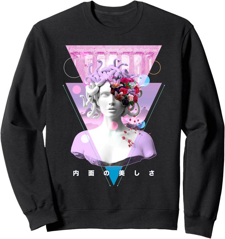 Vaporwave Medusa Statue Ästhetische Kunst Retro Japanische Otaku Sweatshirt