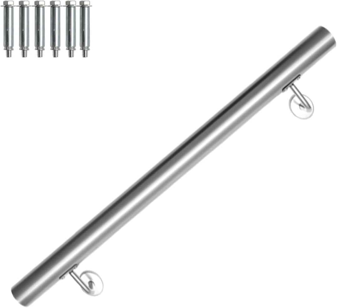 Joparri Edelstahl Handlauf 80cm, Treppengeländer mit Wandhalterung und Endkappen, Wandhandlauf Gelän