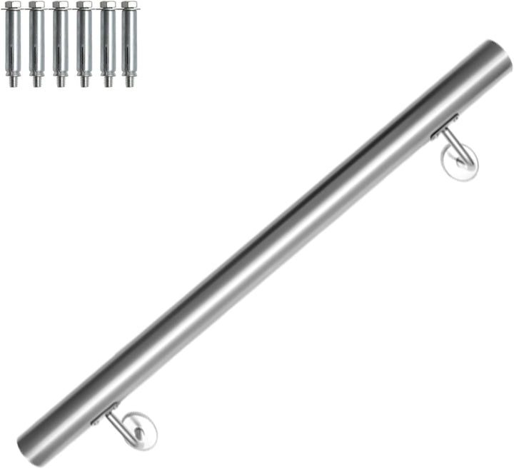 Joparri Edelstahl Handlauf 80cm, Treppengeländer mit Wandhalterung und Endkappen, Wandhandlauf Gelän