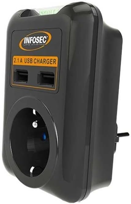 Infosec Überspannungsschutz, 1 Steckdosen + USB