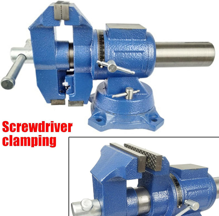 5" Schraubstock Parallel Werkbank Drehbar Teller 360° mit Amboss Tischschraubstock 125 mm Blau für F