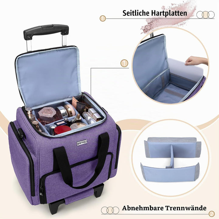 BAFASO Kosmetikkoffer Trolley, Make up Koffer Gross, Schminkkoffer Damen mit Rollen, Abnehmbar Kosme