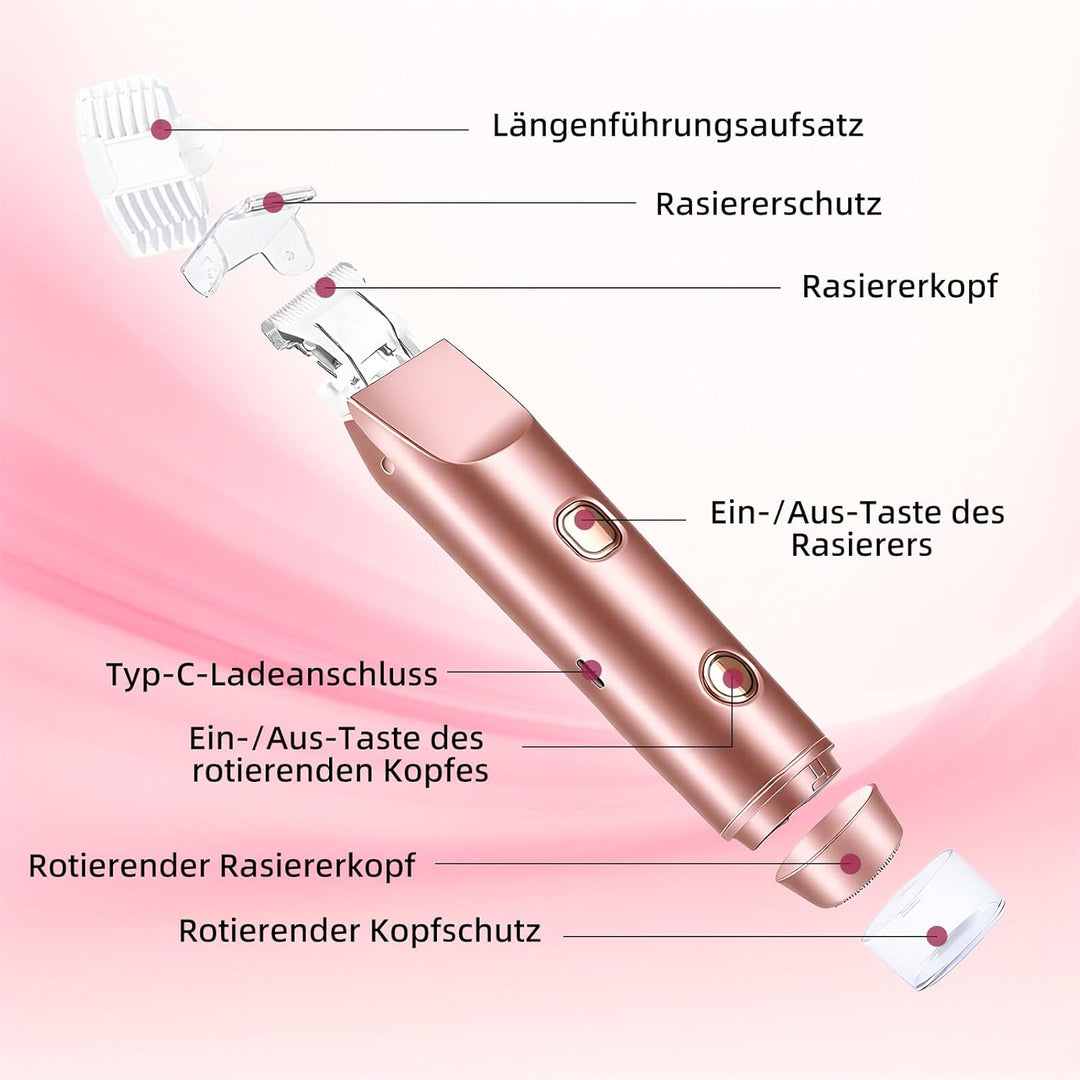Carehabi 2 in 1 Intimrasierer für Frauen & Damen Rasierer Elektrisch - Schmerzfreier Bikini Trimmer,