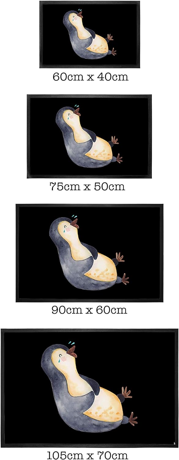 Mr. & Mrs. Panda 50 x 75 cm Fussmatte Pinguin lachend - Geschenk, Motivfussmatte, witzig, lustiger S