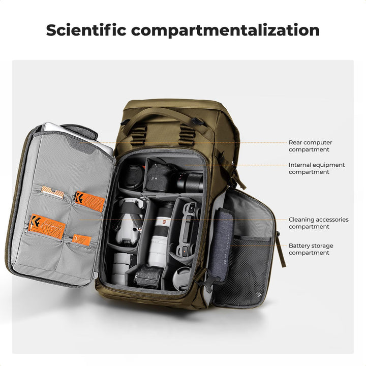 K&F Concept Kamerarucksack 30L, Professionelle Grosse Fotorucksack, Camera Backpack Wasserdicht, Rei