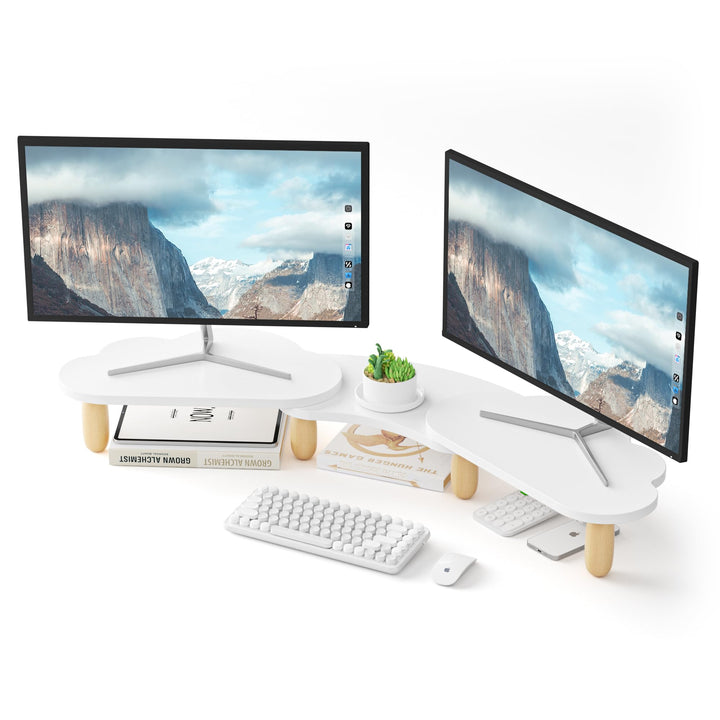 AFOOYO Dual-Monitor-Ständer, Regenbogen-Cloud-Desktop-Computerständer für 2 Monitore, verstellbare L