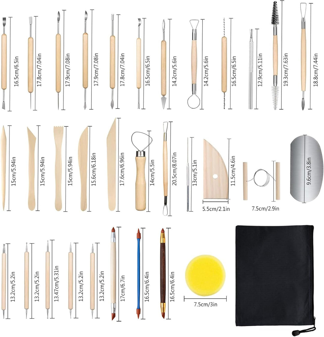 xiaowanwan 32 Stück Modellierwerkzeug Ton,Töpferwerkzeug Set,Sculpting Keramik Clay Tools,Polymer Cl