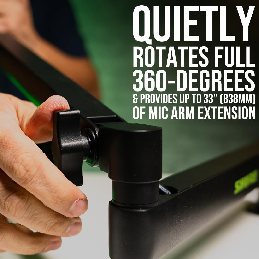 Shure by Gator Premium-Mikrofonständer mit flachem Profil für den Schreibtisch; vollständig verstell
