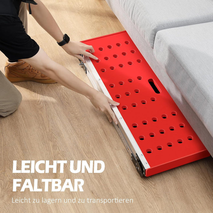 KINGRACK Klappbare Arbeitsplattform, Aluminium Stufenleiter Plattformleiter mit rutschfesten Gummifü