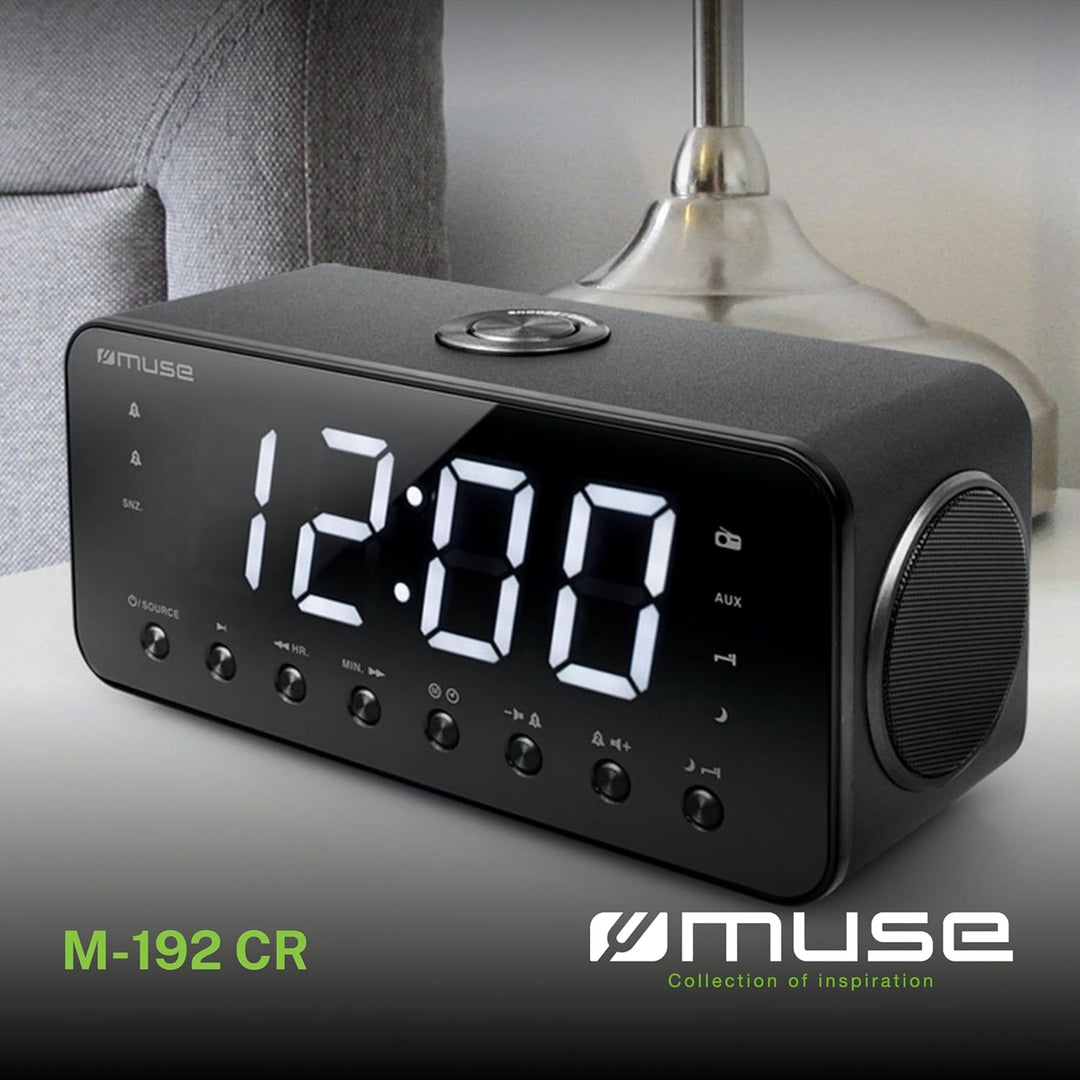 Muse M-192 CR Uhrenradio mit Jumbo Display Dual Alarm (Schlummer/Einschlaf/NAP-Funktion) schwarz, Sc