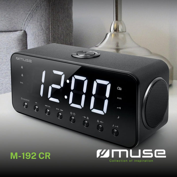 Muse M-192 CR Uhrenradio mit Jumbo Display Dual Alarm (Schlummer/Einschlaf/NAP-Funktion) schwarz, Sc