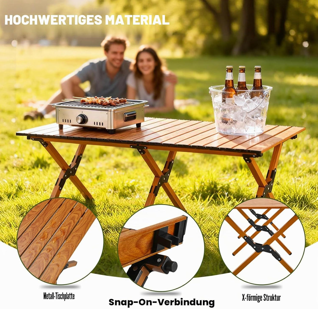 Camping-Tisch, Picknick-Tisch, Klappbar mit Aufbewahrungstasche, Tragbar, Geeignet für Camping, Pick