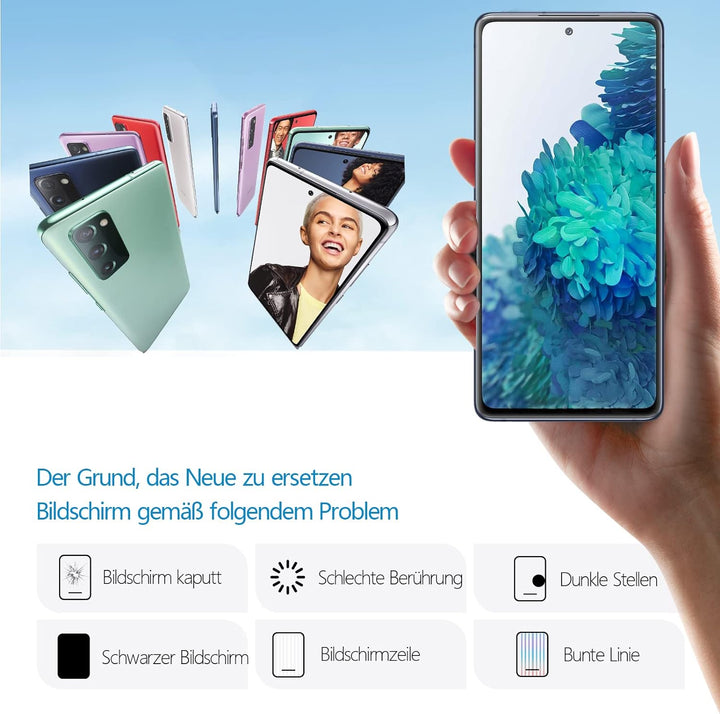 RongZy für Samsung Galaxy S20 FE/S20 FE 5G LCD Bildschirmersatz für Samsung Galaxy S20 FE Touchscree