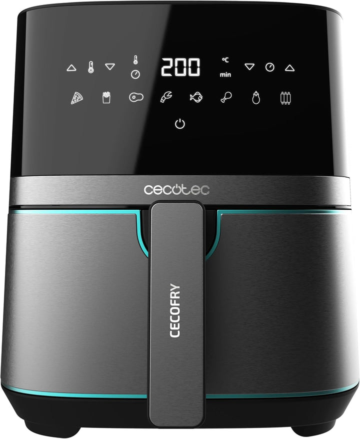 Cecotec Heissluftfritteuse 5,5 L Cecofry Full InoxBlack Pro 5500. 1700 W, Fritteuse ohne Öl, Diät un
