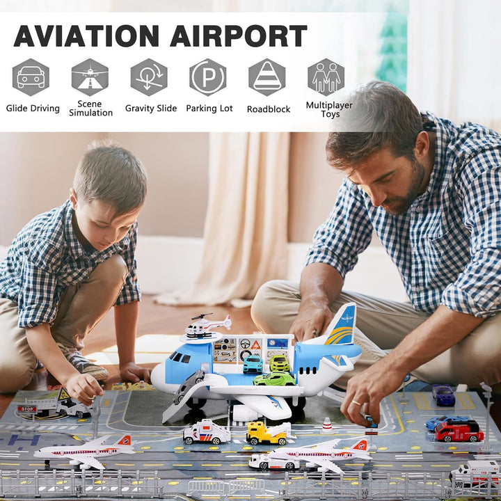Transport Flugzeug Spielzeug Auto Spielzeug Insgesamt 15 Fortbewegungsmittel mit Verkehrsschildern u
