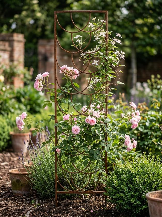 Kapaga - Rankgitter Rost 200 cm - Rankhilfe Garten - Staudenhalter - Blumenhalter - Rankengewächs Pf