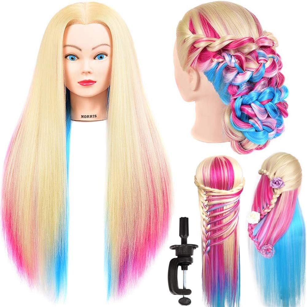 Mannequinkopf aus Kunstfaser, 66–71,1 cm lang, für Friseurtraining, mit Klemme (Kopf-613), Kopf-613