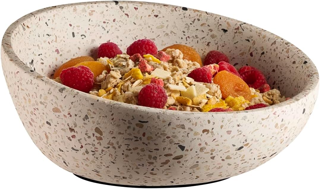 APS 30080 Dekoschale/Obstschale TERRAZZO - Beton, Ø 22 cm, H: 6/10,5 cm, 1,1 Liter, Terrazzooptik