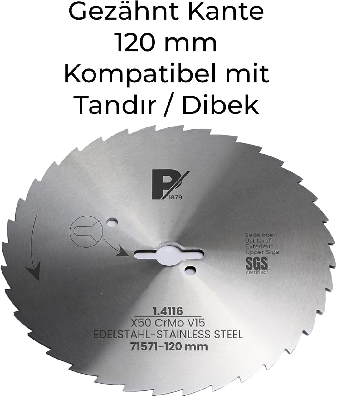 Pirge Kreismesser Kompatibel mit Tandır und Dibek 120 mm - Schärfstes Dönermesser aus Edelstahl in P