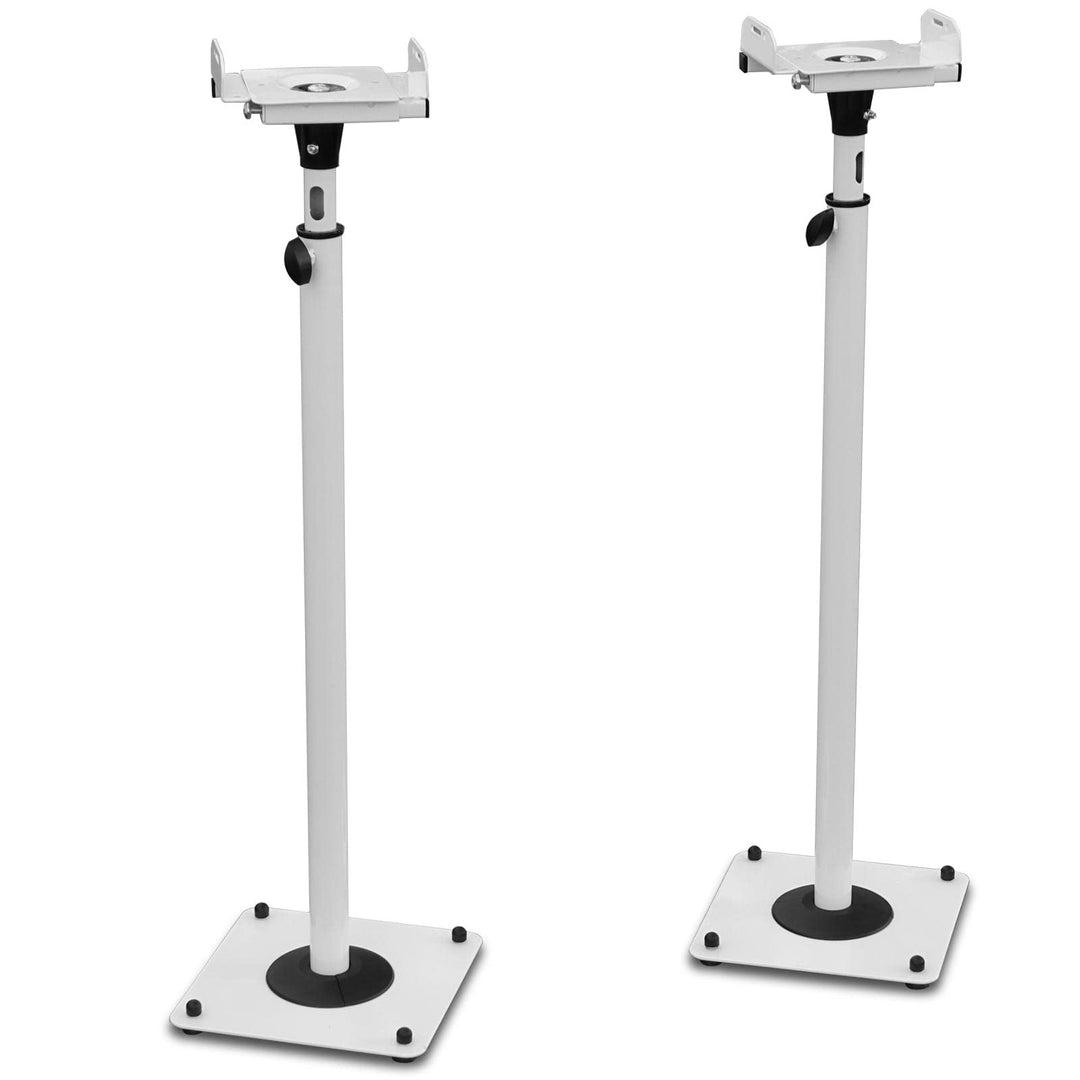 Drall Zwei weisse Lautsprecher Stative Audio Monitore Satelliten Ständer höhenverstellbar mit Kabelk