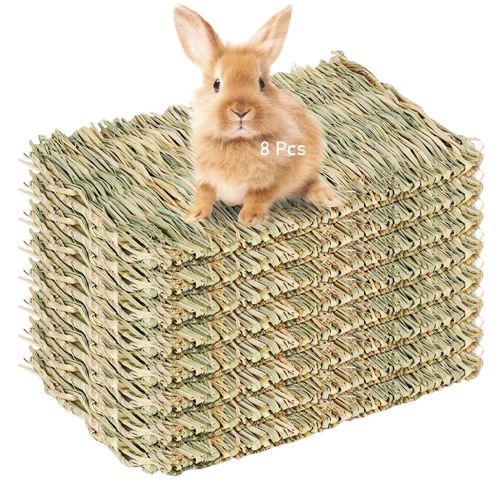 8 Stück Kaninchen Grasmatte: 28x20 cm Grasmatte Gewebte Bettmatte, Natürliche Kleintier Grasmatten,