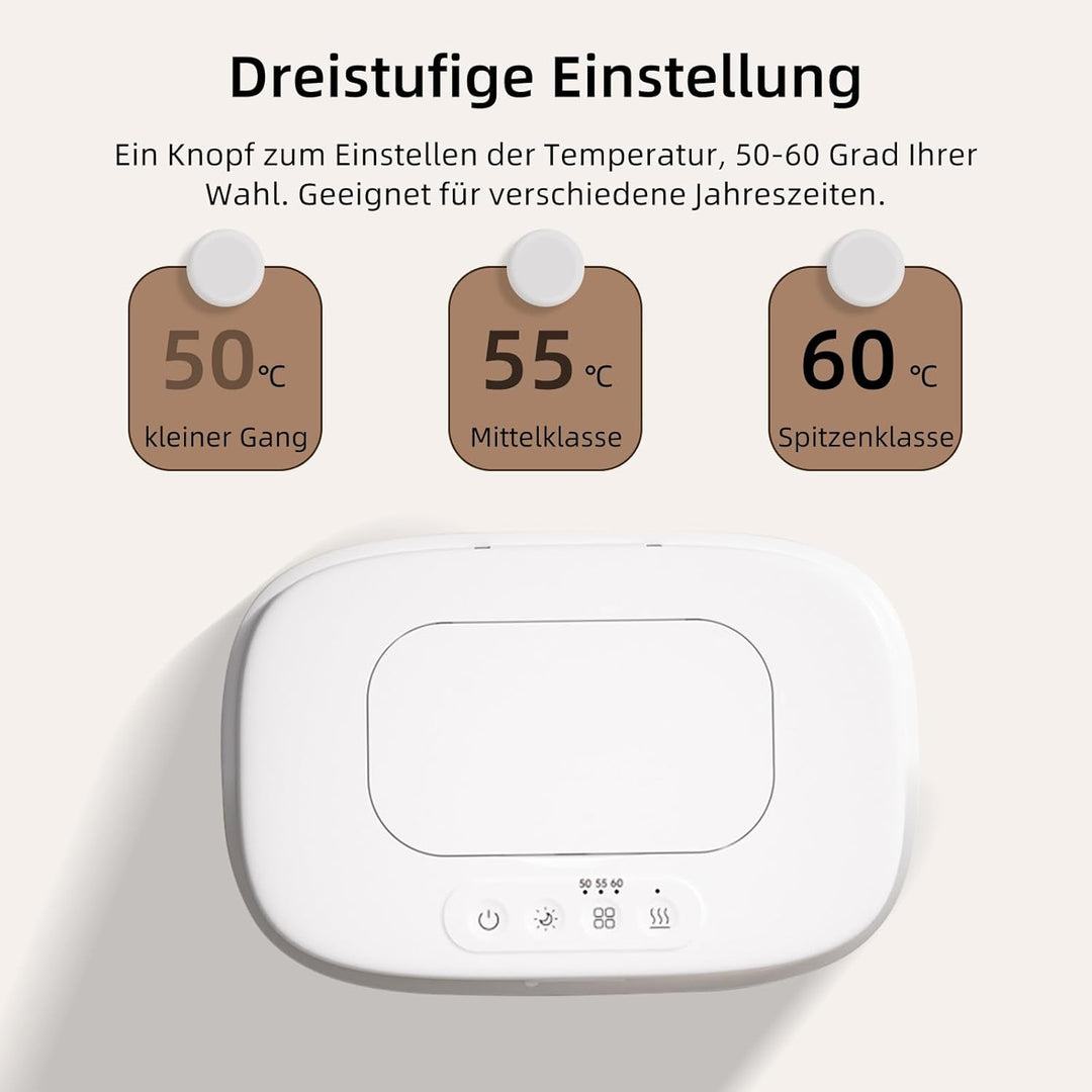 Baby-Feuchttücher-Wärmer,CEIEVER Tragbarer Windel Wipe Warmer Wipes Heizbox mit 3-stufiger Temperatu