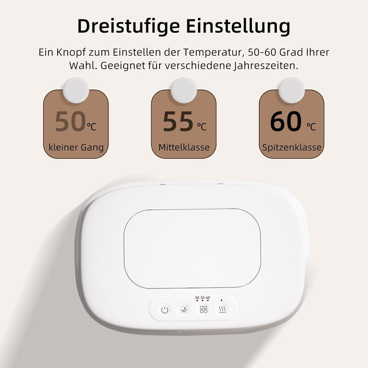 Baby-Feuchttücher-Wärmer,CEIEVER Tragbarer Windel Wipe Warmer Wipes Heizbox mit 3-stufiger Temperatu