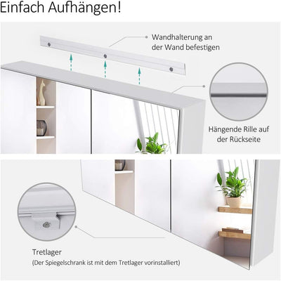 EMKE Spiegelschrank Bad mit Beleuchtung Badezimmer Spiegelschrank Spiegelschrank Bad mit Spiegelleuc