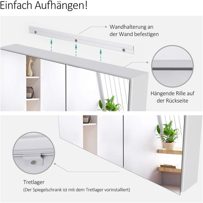 EMKE Spiegelschrank Bad mit Beleuchtung Badezimmer Spiegelschrank Spiegelschrank Bad mit Spiegelleuc