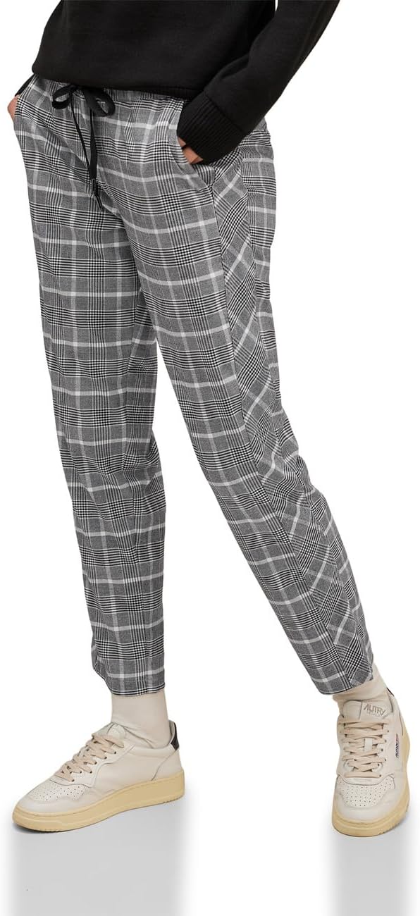 Street One Damen Joggpants Kariert 34W / 28L Pure Grey, 34W / 28L Pure Grey