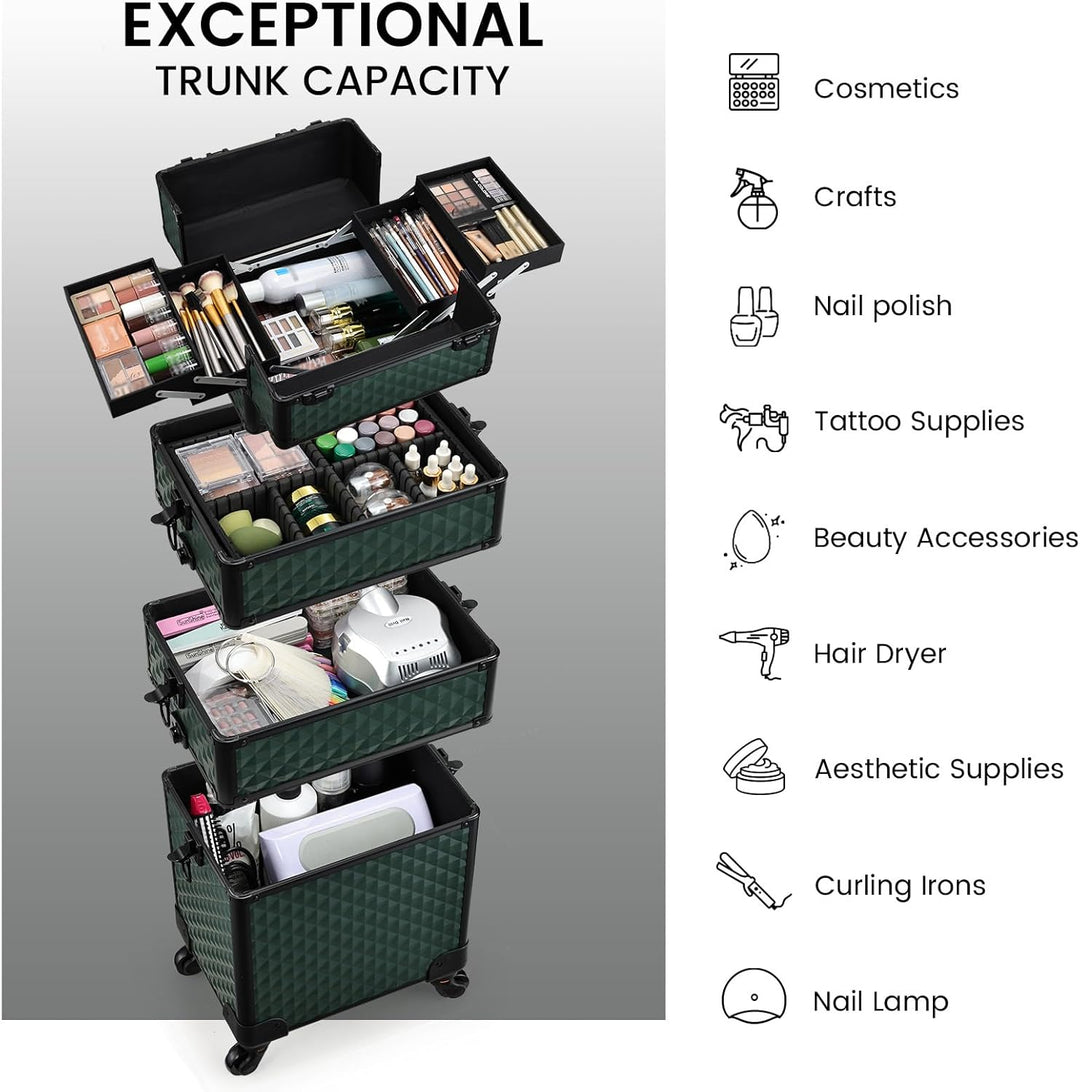 Kosmetikkoffer Trolley 4-in-1 Kosmetikkoffer Gross Kosmetik Trolley Make up Koffer Schminkkoffer mit