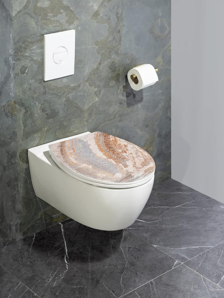 WENKO WC-Sitz Canyon, hygienischer Toilettensitz aus antibakteriellem Duroplast mit Absenkautomatik