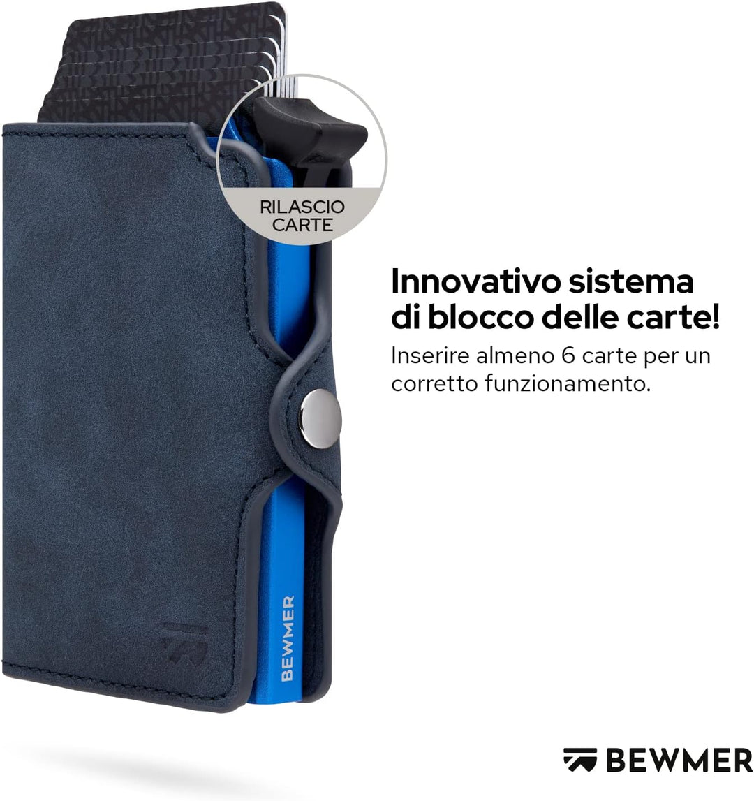 BEWMER Kreditkartenetui 1 abgeschirmt | Slim Brieftasche für Damen und Herren | Ausweis- und Ausweis