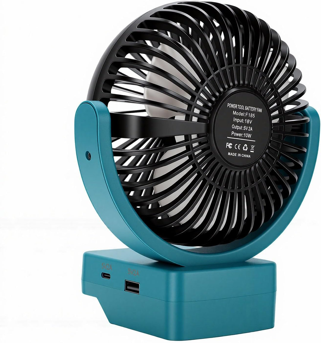 Tragbarer Kabelloser Baustellenventilator, Passend für PARKSIDE 20 V, Bürstenloser Motor, USB A und
