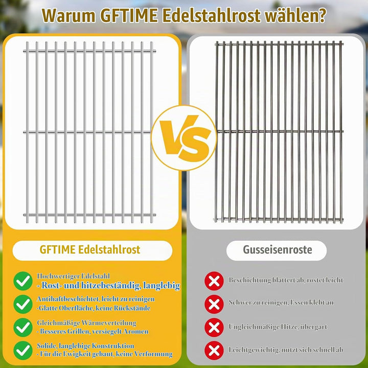 GFTIME 43,2 x 31,7cm Edelstahl Grillroste für Enders Boston 3 &amp; Monroe Pro 3, Charbroil, Barbecook S