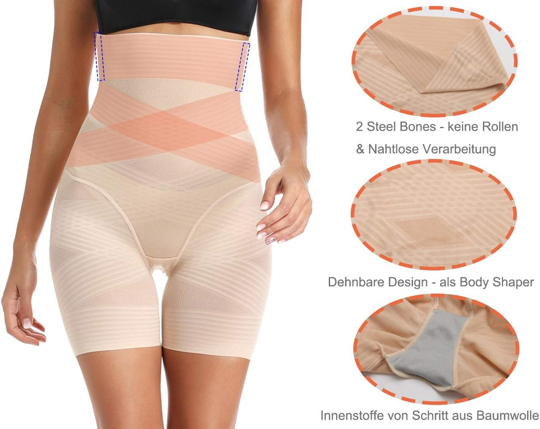 Joyshaper Damen Shapewear mit Bein Bauchweg Unterhose Hoch Taille Miederhose Body Shaper Butt Lifter