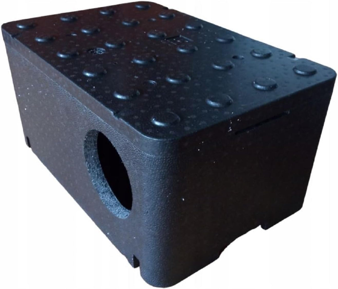 QLS Wetterfestes Katzenhaus aus Styropor – 60x40 cm isoliertes Schutzhäuschen Schwarz