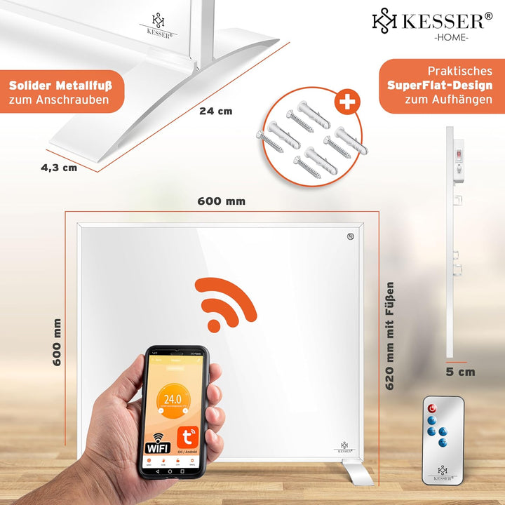 KESSER® Infrarotheizung Energiesparend Infrarot Standgerät & Wandmontage Elektroheizung 350W mit Fer