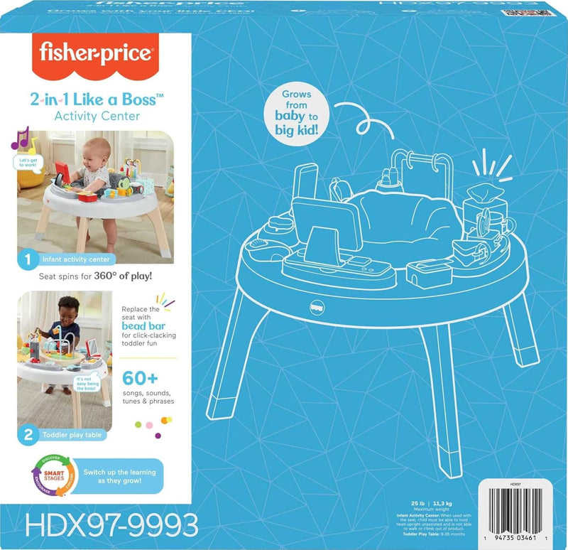 Fisher-Price HBM26 - 2-in-1 Homeoffice Activity Center, Unterhaltung für Babys und Spieltisch mit Mu