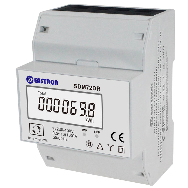 EASTRON SDM72-DR-MID - digitaler Drehstromzähler - 100A 3-phasig - Stromzähler für DIN-Schiene mit R
