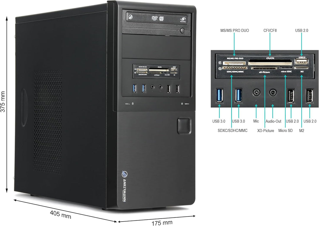 Ankermann Business Silent CAD Workstation | Intel Core i7-8700 | Nvidia GeForce Quadro M4000 8GB | 3