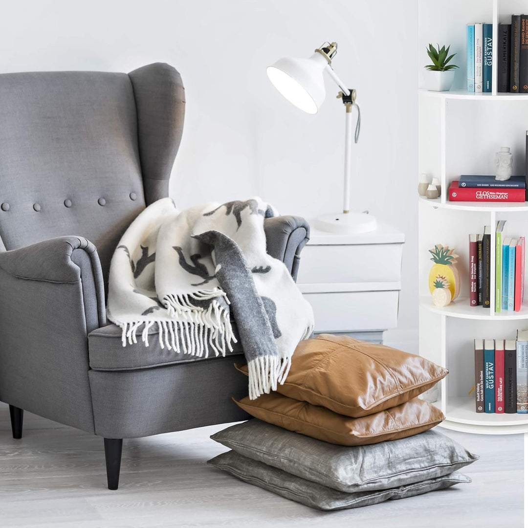 Relaxdays Bücherregal drehbar, Drehregal, Holzregal, CD/DVD Aufbewahrung, Wohnzimmer, Büro, H X D: 1