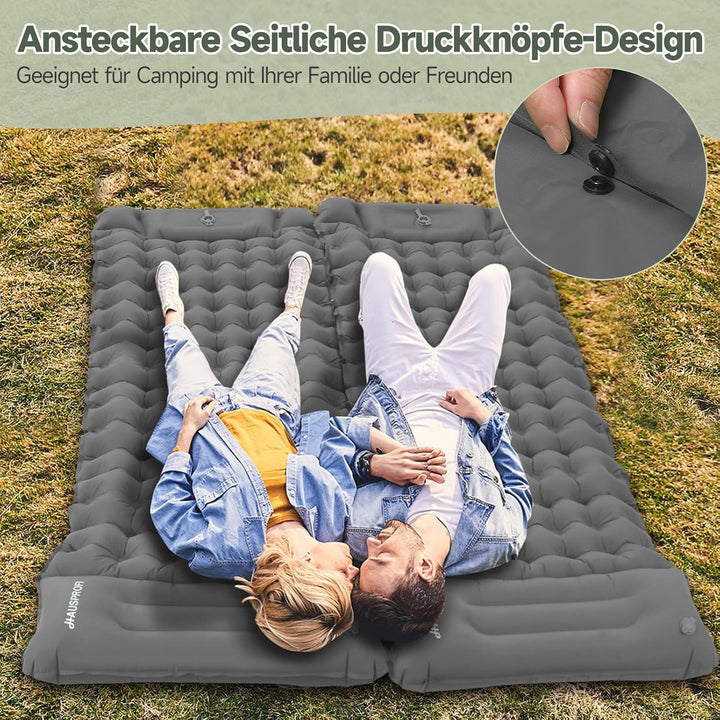 HAUSPROFI Isomatte Camping, Ultraleicht Camping Luftmatratze mit Fusspumpe & Kissen, Aufblasbare Mat
